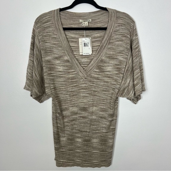 Kenzie NWT Metallic Gold Blouse V Neck Dolman Sleeves Banded Hem Size Small - Picture 1 of 5